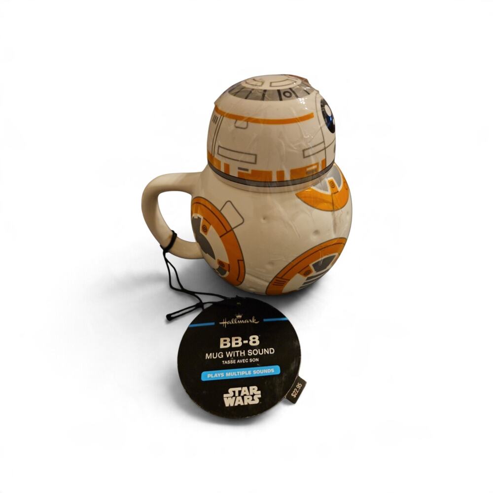 BB-8 Star Wars Figural Ceramic Coffee Mug, White Orange Gray Black Novelty